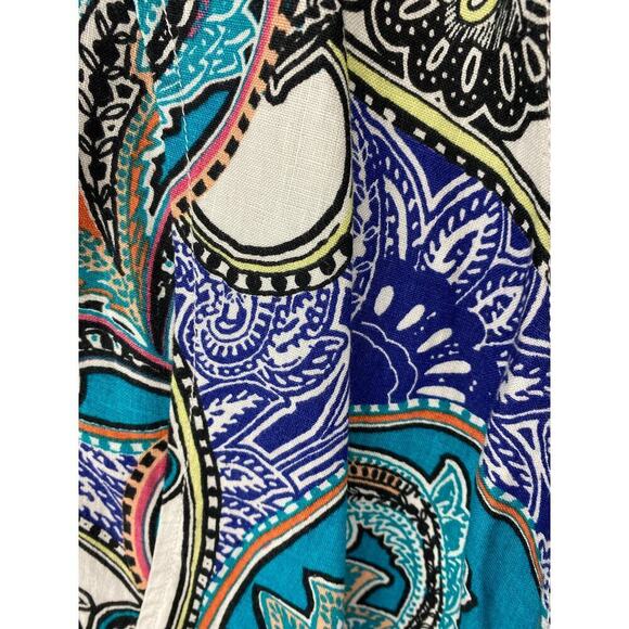 Chico's Women's Size 1 Colorful Paisley 100% Linen Open Boho Jacket - Picture 4 of 7